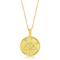 Sterling Silver 'LIBRA' CZ Zodiac Circle Pendant w/Chain - Gold Plated