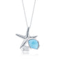 Sterling Silver Larimar Seashell & Starfish Pendant