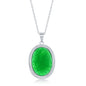 Sterling Silver, 13x18mm Oval Jade Pendant