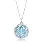 Sterling Silver Leaf Round Larimar Pendant