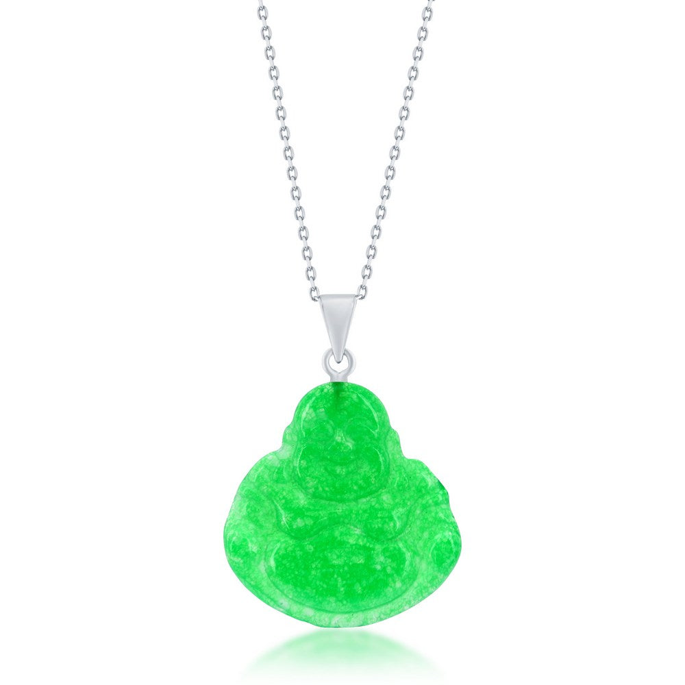 Sterling Silver Jade Buddha Pendant