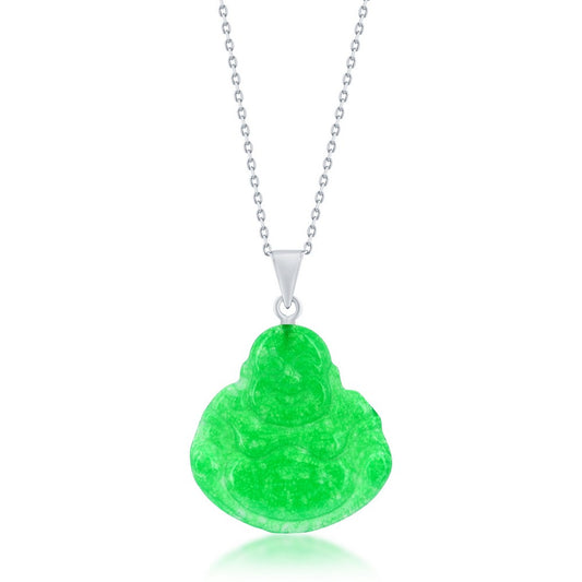 Sterling Silver Jade Buddha Pendant