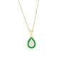 Sterling Silver White Opal & Green Enamel Pearshaped Pendant - Gold Plated