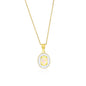Sterling Silver White Opal & Enamel Oval Pendant - Gold Plated