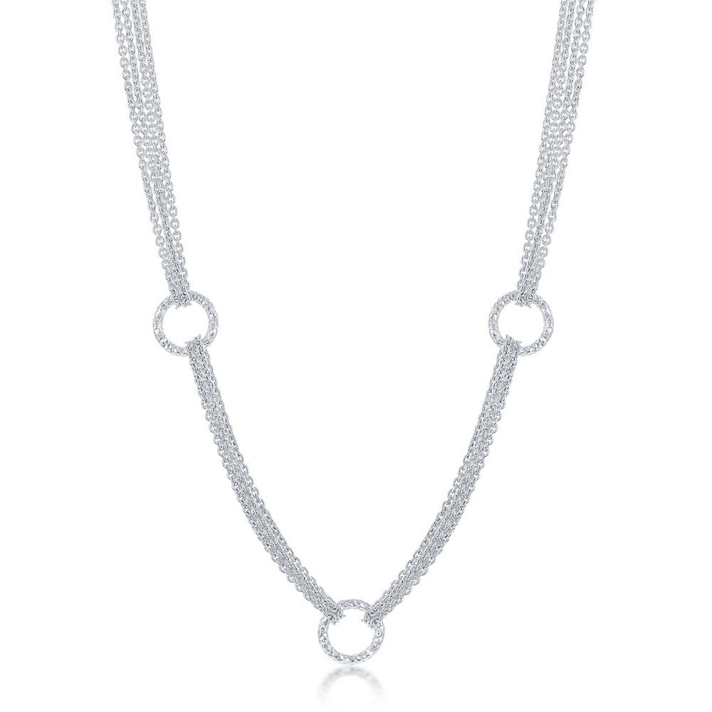 Sterling Silver Mulri-Chain Circle Necklace