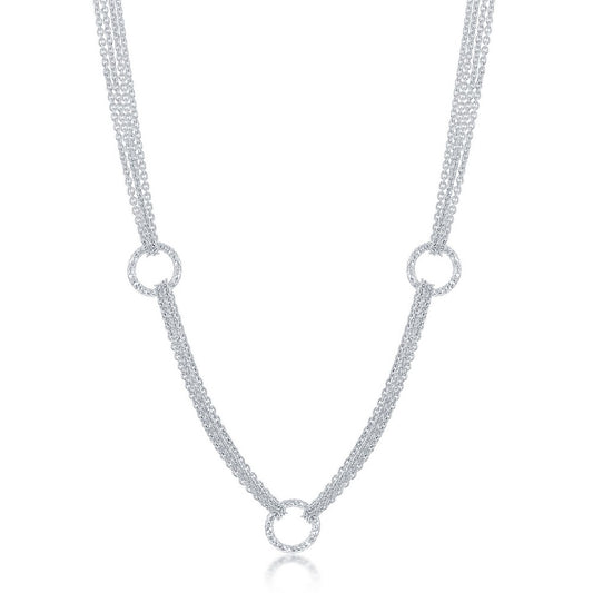 Sterling Silver Mulri-Chain Circle Necklace