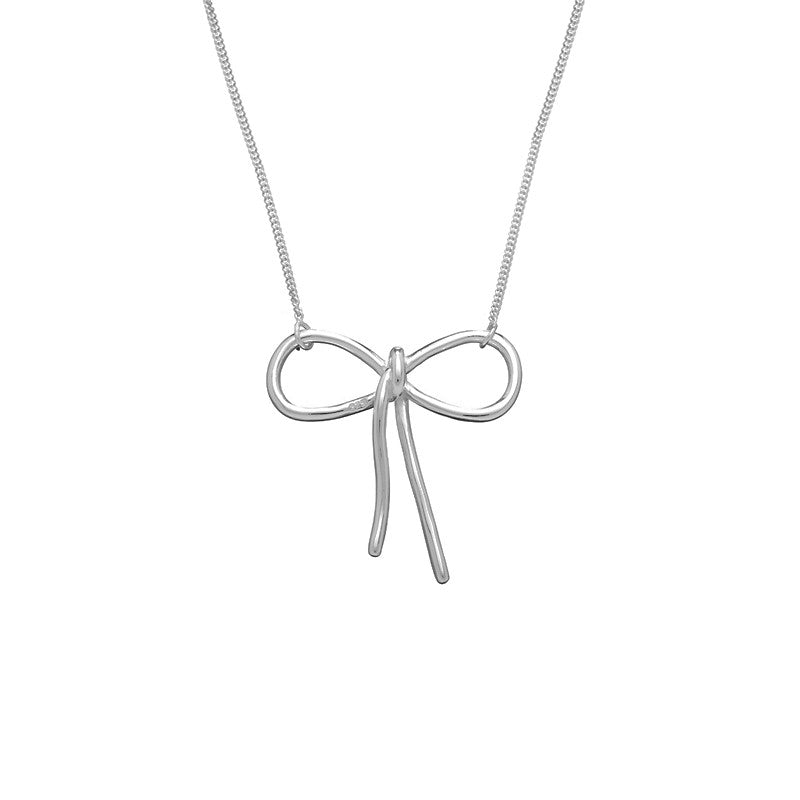 Sterling Silver Center Bow Necklace