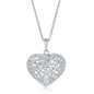 Sterling Silver Open Diamond Cut Heart Necklace