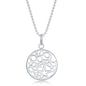 Sterling Silver Circle w/Stars and Circles Inside Necklace