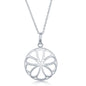 Sterling Silver Round w/Flower Necklace