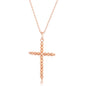 Sterling Silver Beaded Cross Necklace - Rose Gold Plated