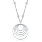 Sterling Silver Beaded Chain w/Diamond Cut Rings Necklace