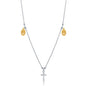 Sterling Silver Small Cross with GP Medals Necklace