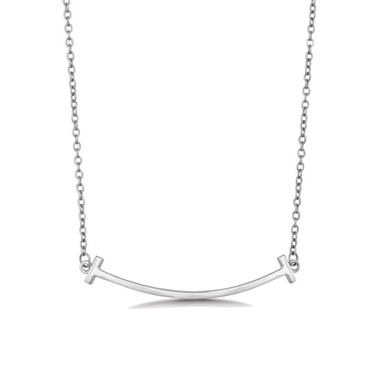 Sterling Silver Double T Curved Bar Necklace