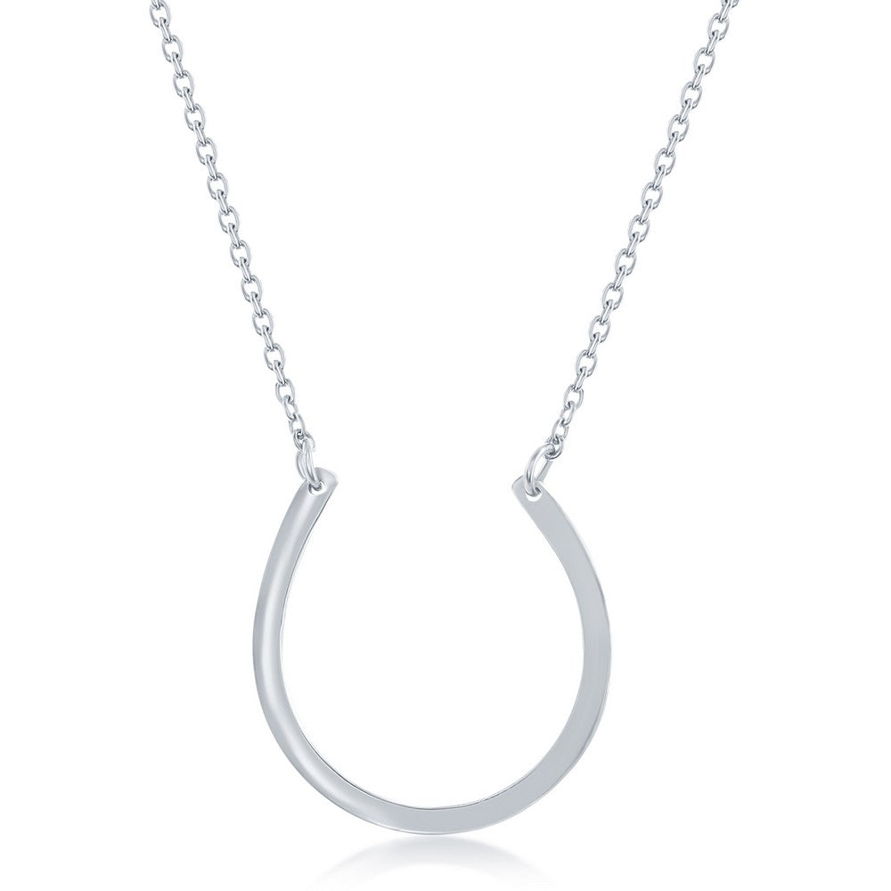 Sterling Silver Rounded Horseshoe Necklace