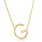 Sterling Silver Sideways 'G' Initial Necklace - Gold Plated