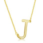 Sterling Silver Sideways 'J' Initial Necklace - Gold Plated