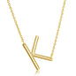 Sterling Silver Sideways 'K' Initial Necklace - Gold Plated