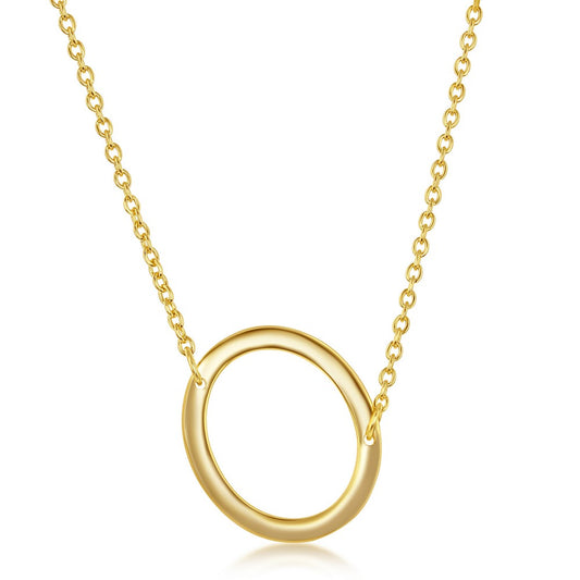 Sterling Silver Sideways 'O' Initial Necklace - Gold Plated