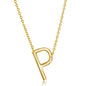 Sterling Silver Sideways 'P' Initial Necklace - Gold Plated