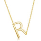 Sterling Silver Sideways 'R' Initial Necklace - Gold Plated