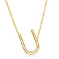 Sterling Silver Sideways 'U' Initial Necklace - Gold Plated