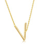 Sterling Silver Sideways 'V' Initial Necklace - Gold Plated