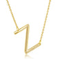 Sterling Silver Sideways 'Z' Initial Necklace - Gold Plated