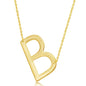 Sterling Silver (35MM) Large Sideways 'B' Initial Necklace - Gold Plated