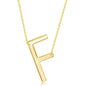 Sterling Silver (35MM) Large Sideways 'F' Initial Necklace - Gold Plated