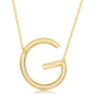 Sterling Silver (35MM) Large Sideways 'G' Initial Necklace - Gold Plated