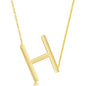 Sterling Silver (35MM) Large Sideways 'H' Initial Necklace - Gold Plated