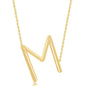 Sterling Silver (35MM) Large Sideways 'M' Initial Necklace - Gold Plated