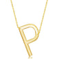 Sterling Silver (35MM) Large Sideways 'P' Initial Necklace - Gold Plated