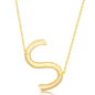 Sterling Silver (35MM) Large Sideways 'S' Initial Necklace - Gold Plated