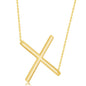 Sterling Silver (35MM) Large Sideways 'X' Initial Necklace - Gold Plated