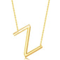 Sterling Silver (35MM) Large Sideways 'Z' Initial Necklace - Gold Plated