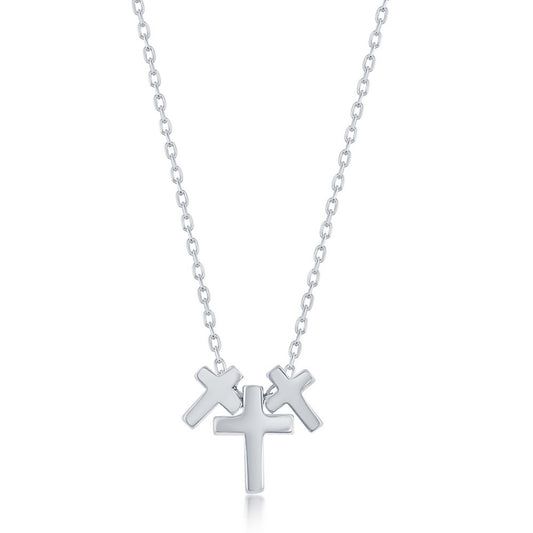 Sterling Silver Triple Cross Necklace