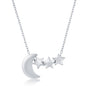 Sterling Silver Crescent Moon & Star Necklace