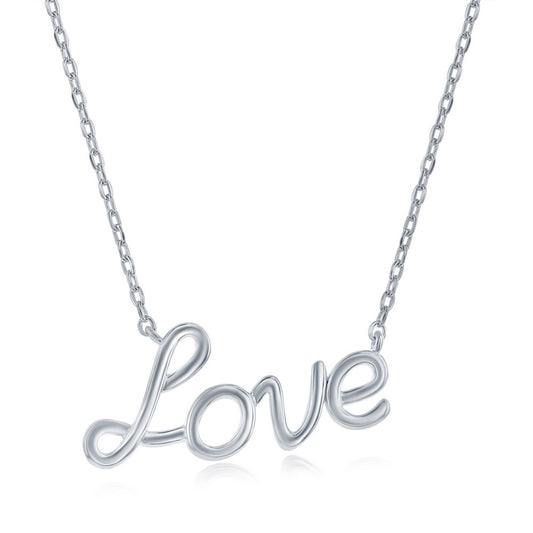 Sterling Silver Script 'Love' Necklace