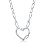 Sterling Silver Heart Carabiner Paperclip Necklace