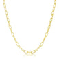 Sterling Silver Polished & Rope Design Paperclip Necklace - Gold Plated