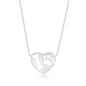 Sterling Silver Paw Print & Bone Cut-out Heart Necklace