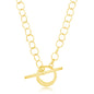 Sterling Silver Cable Link Circle Toggle Necklace - Gold Plated