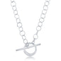 Sterling Silver Cable Link Circle Toggle Necklace