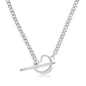 Sterling Silver Curb Chain Heart Toggle Necklace