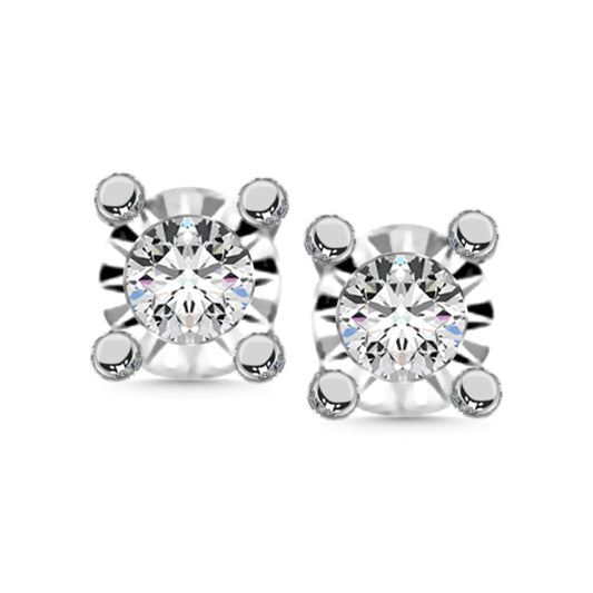 Sterling Silver Lab Grown Diamond 1/10 Ct.Tw. Illusion Stud Earrings