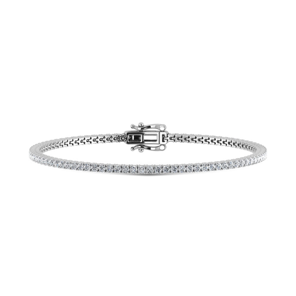 14K White Gold Lab Grown Diamond 3 Ct.Tw. Tennies Bracelet