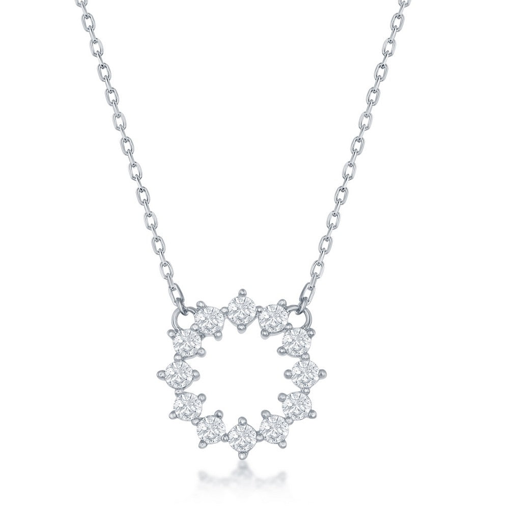 Sterling Silver CZ Circle Necklace