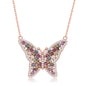 Sterling Silver Multi-Color Butterfly Necklace - Rose Gold Plated